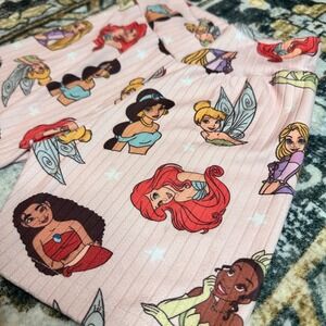 Handmade Disney Princess Shorts Girls 6 Pink Ribbed Knit Tinker Bell Ariel Moana